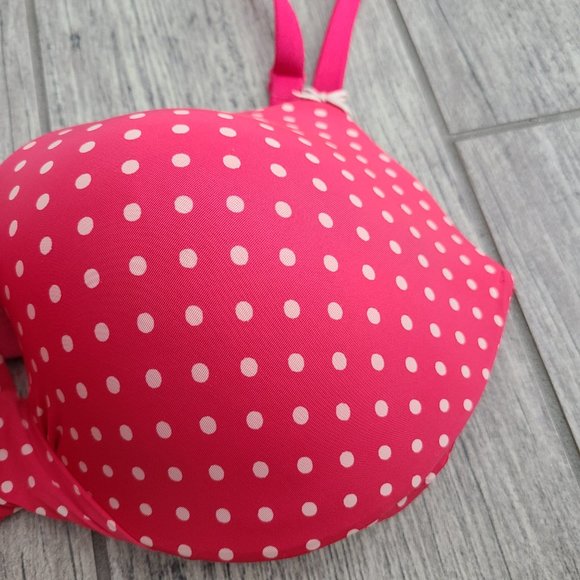 Victoria's Secret women's plunge bra pink with white polka dots size 34D - Picture 6 of 11